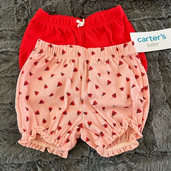 Carter's Other - New Carter’s Girls Shorts Red & Pink w/Ladybugs Size Newborn